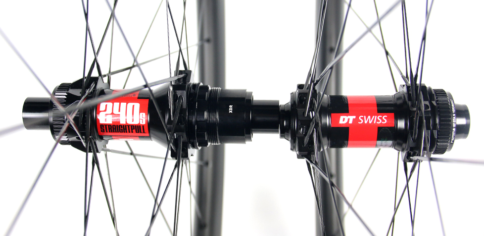 Carbon wheels laced with DT Swiss 240s hubs